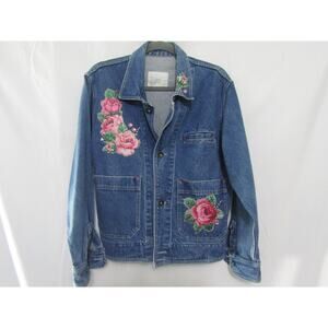 Vintage GAP Vintage Denim Jacket M‎ USA Rose Floral Embroidery Painted 90s Y2K